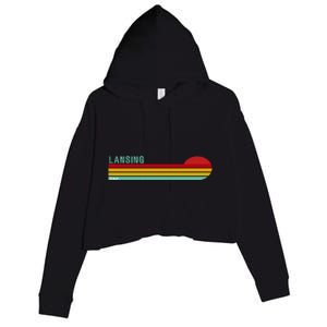 Lansing Michigan Retro Crop Fleece Hoodie