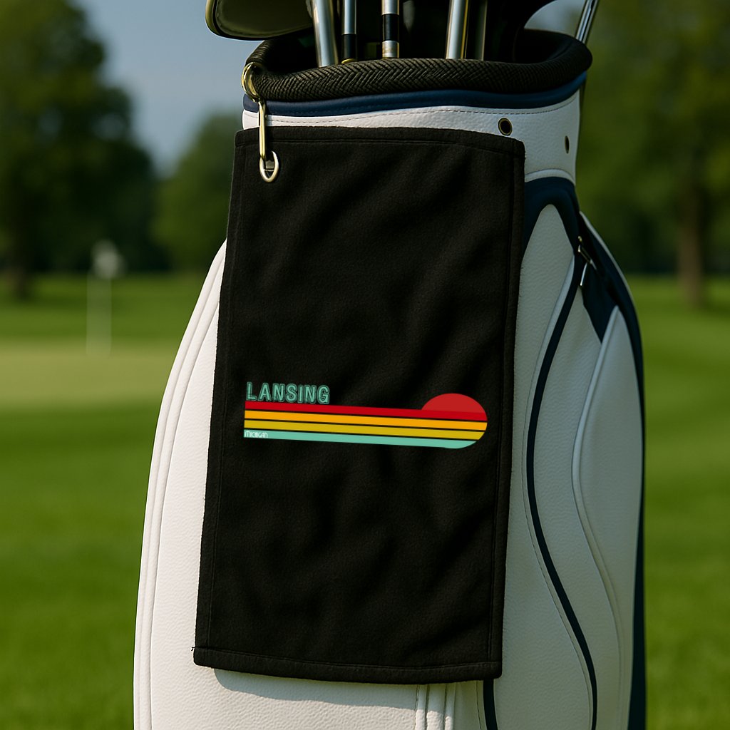 Lansing Michigan Retro Golf Towel