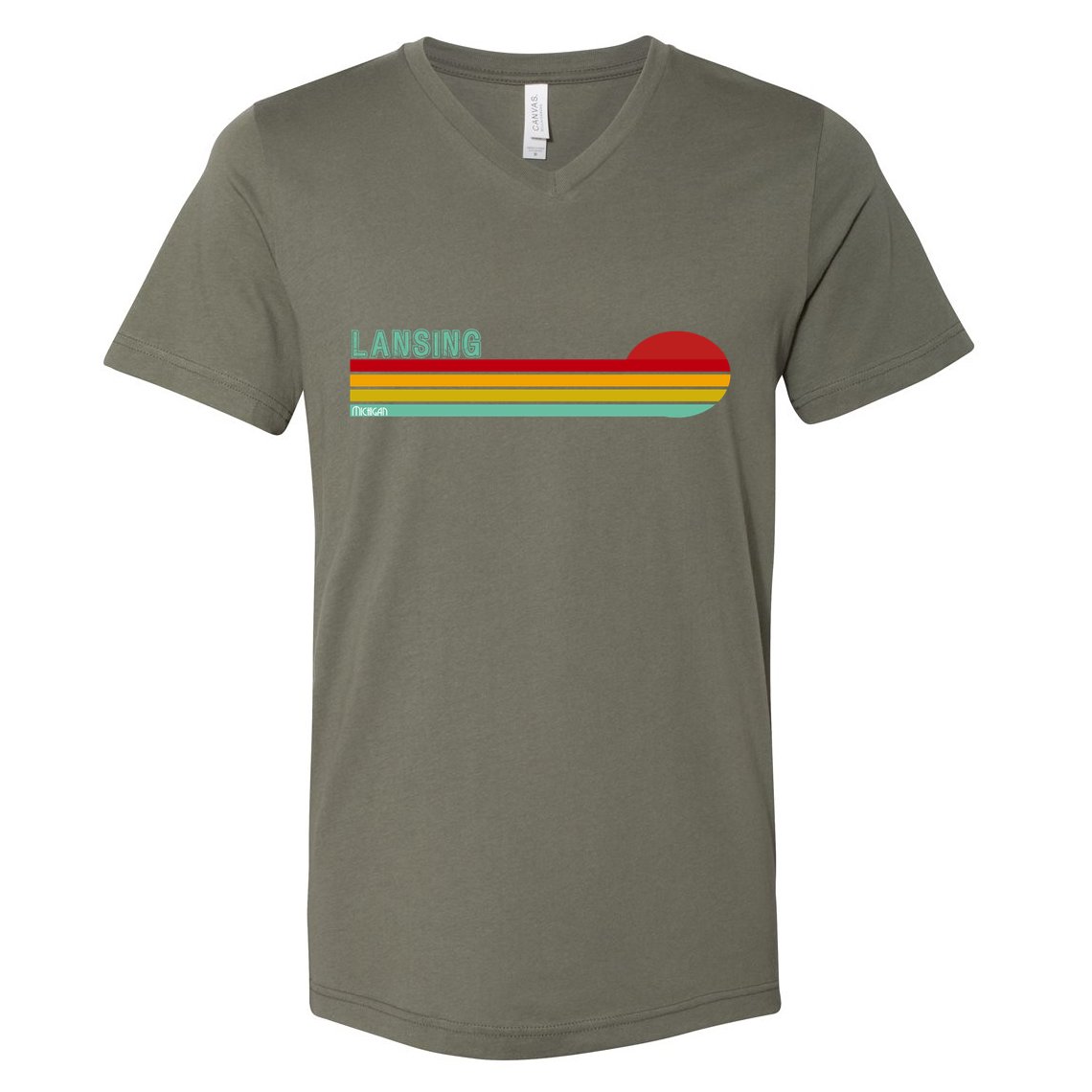 Lansing Michigan Retro V-Neck T-Shirt