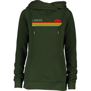 Lansing Michigan Retro Womens Funnel Neck Pullover Hood