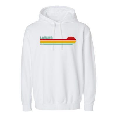 Lansing Michigan Retro Garment-Dyed Fleece Hoodie