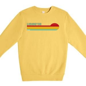 Ludington Michigan Retro Premium Crewneck Sweatshirt