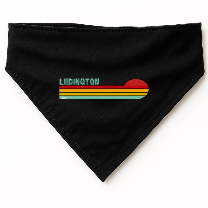 Ludington Michigan Retro USA-Made Doggie Bandana