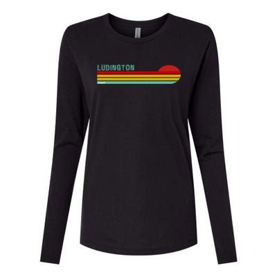 Ludington Michigan Retro Womens Cotton Relaxed Long Sleeve T-Shirt