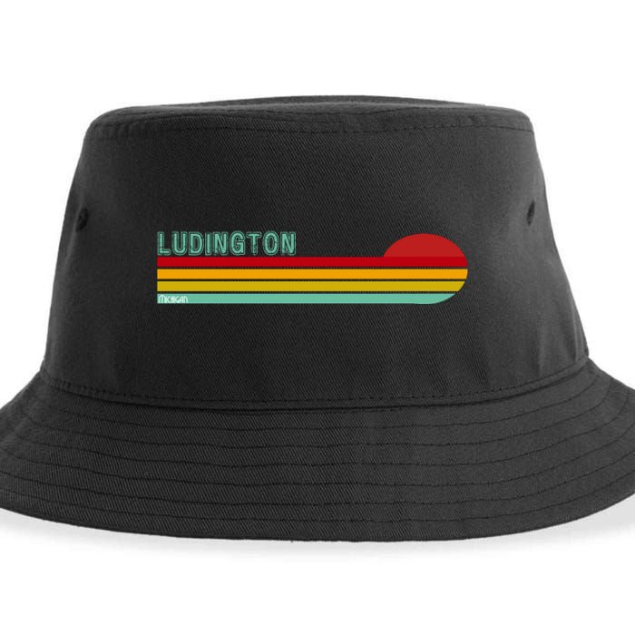 Ludington Michigan Retro Sustainable Bucket Hat