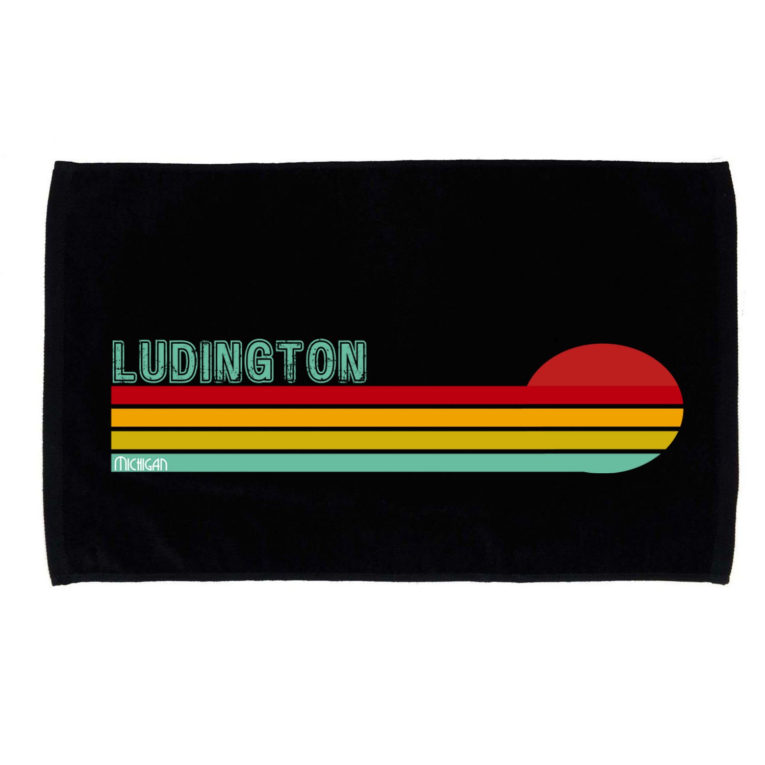 Ludington Michigan Retro Microfiber Hand Towel