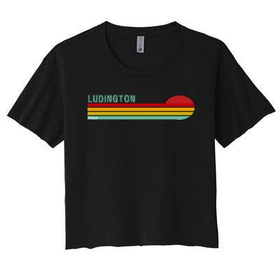 Ludington Michigan Retro Women's Crop Top Tee