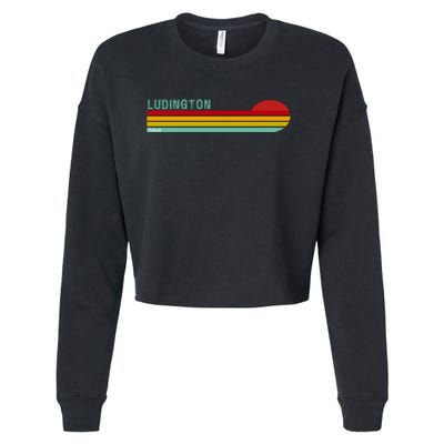 Ludington Michigan Retro Cropped Pullover Crew