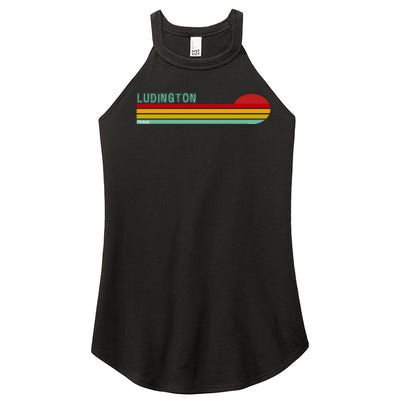 Ludington Michigan Retro Women’s Perfect Tri Rocker Tank