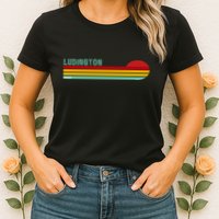 Ludington Michigan Retro Womens T-Shirt