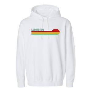 Ludington Michigan Retro Garment-Dyed Fleece Hoodie