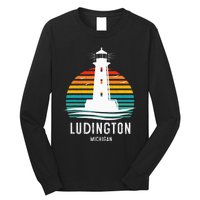 Ludington Michigan Retro Vintage Lighthouse Idea Gifts Long Sleeve Shirt