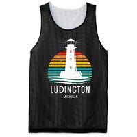 Ludington Michigan Retro Vintage Lighthouse Idea Gifts Mesh Reversible Basketball Jersey Tank