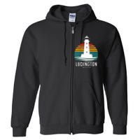 Ludington Michigan Retro Vintage Lighthouse Idea Gifts Full Zip Hoodie