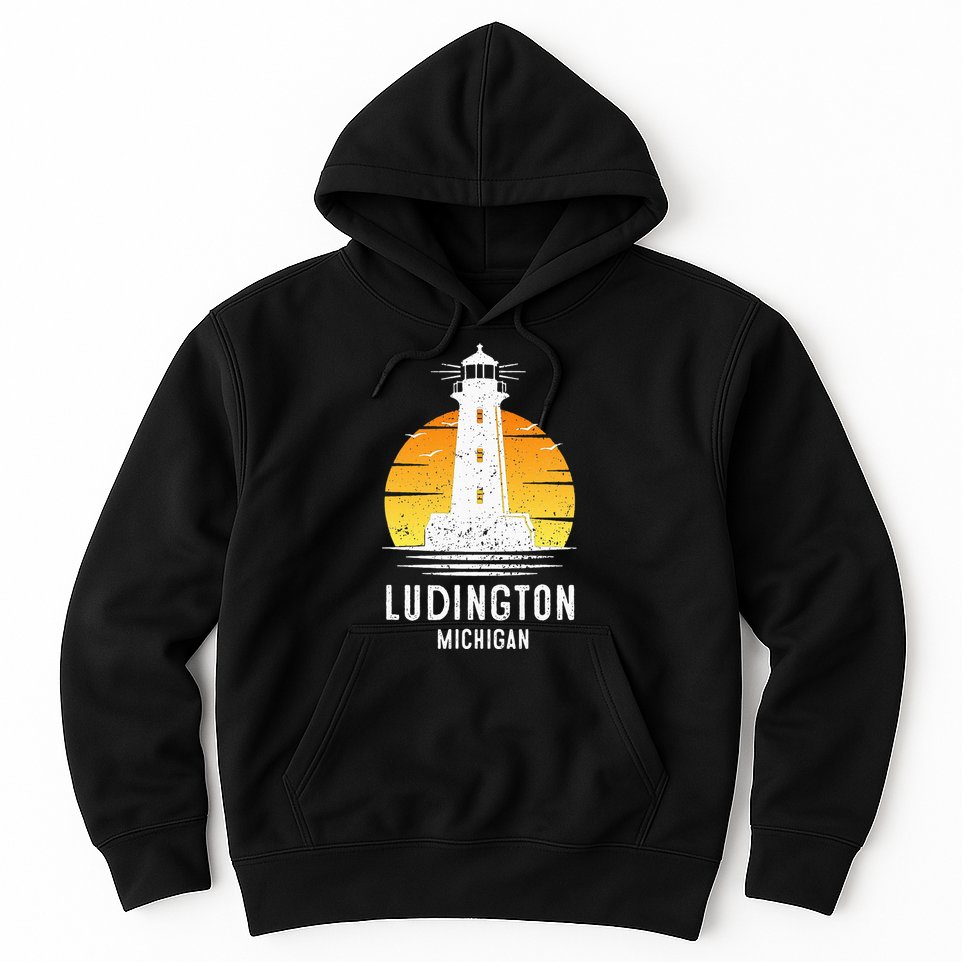 Ludington Michigan Retro Vintage Lighthouse Idea Gifts Hoodie
