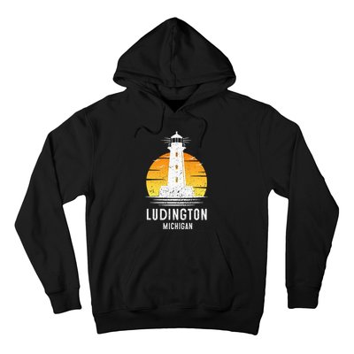 Ludington Michigan Retro Vintage Lighthouse Idea Gifts Hoodie