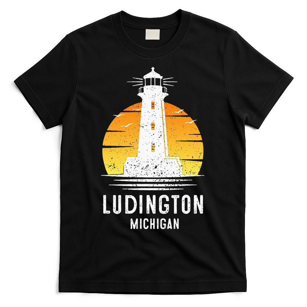 Ludington Michigan Retro Vintage Lighthouse Idea Gifts T-Shirt