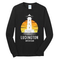 Ludington Michigan Retro Vintage Lighthouse Idea Gifts Tall Long Sleeve T-Shirt