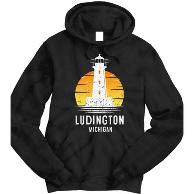 Ludington Michigan Retro Vintage Lighthouse Idea Gifts Tie Dye Hoodie