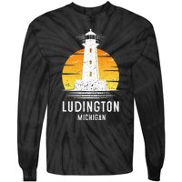 Ludington Michigan Retro Vintage Lighthouse Idea Gifts Tie-Dye Long Sleeve Shirt