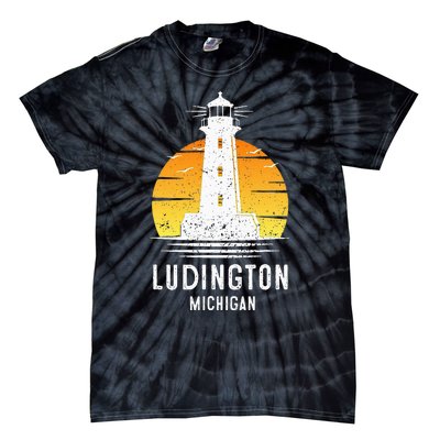 Ludington Michigan Retro Vintage Lighthouse Idea Gifts Tie-Dye T-Shirt