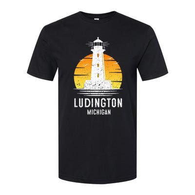 Ludington Michigan Retro Vintage Lighthouse Idea Gifts Softstyle CVC T-Shirt