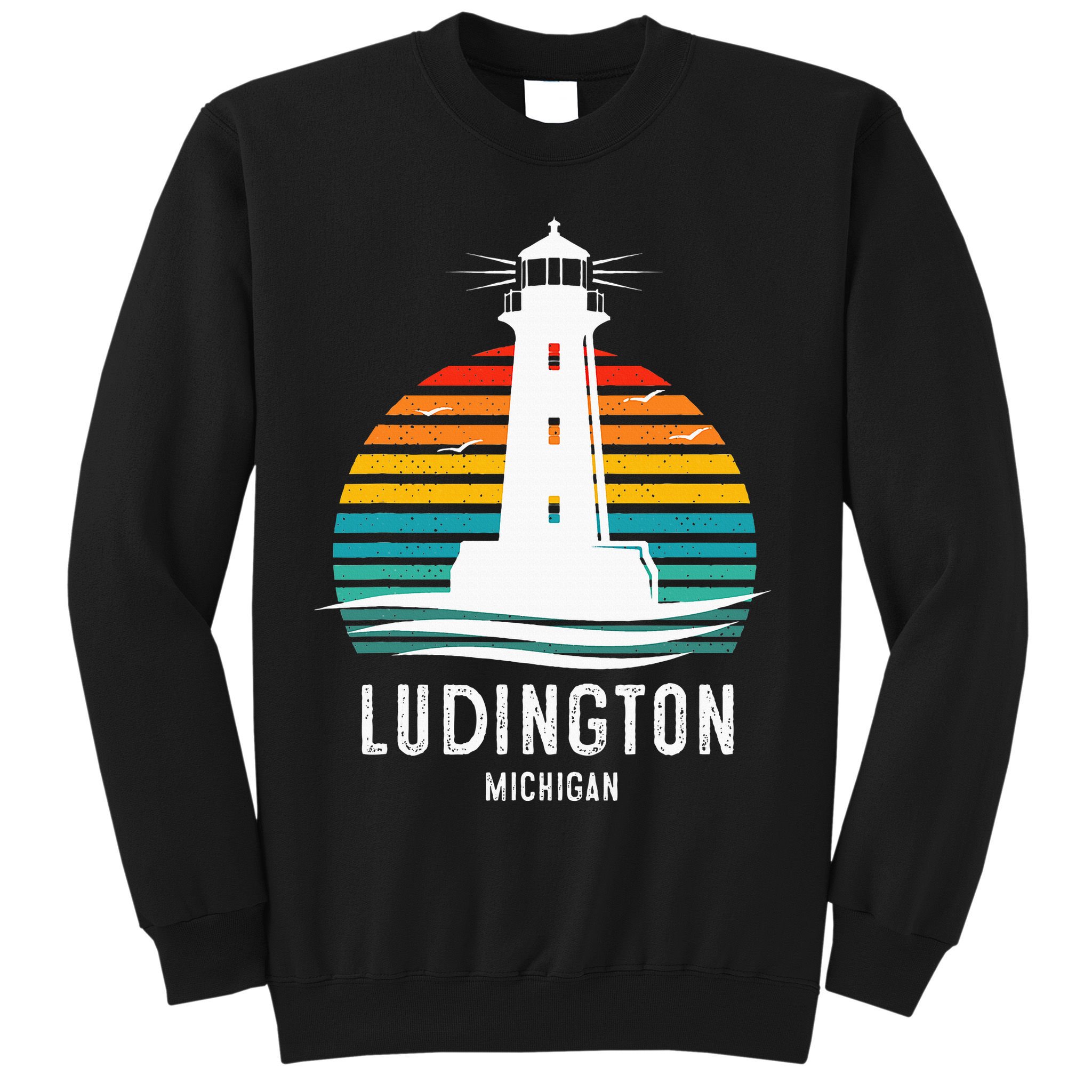 Ludington Michigan Retro Vintage Lighthouse Idea Sweatshirt