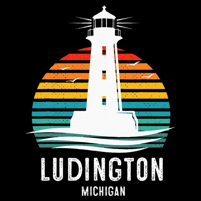 Ludington Michigan Retro Vintage Lighthouse Idea Sweatshirt