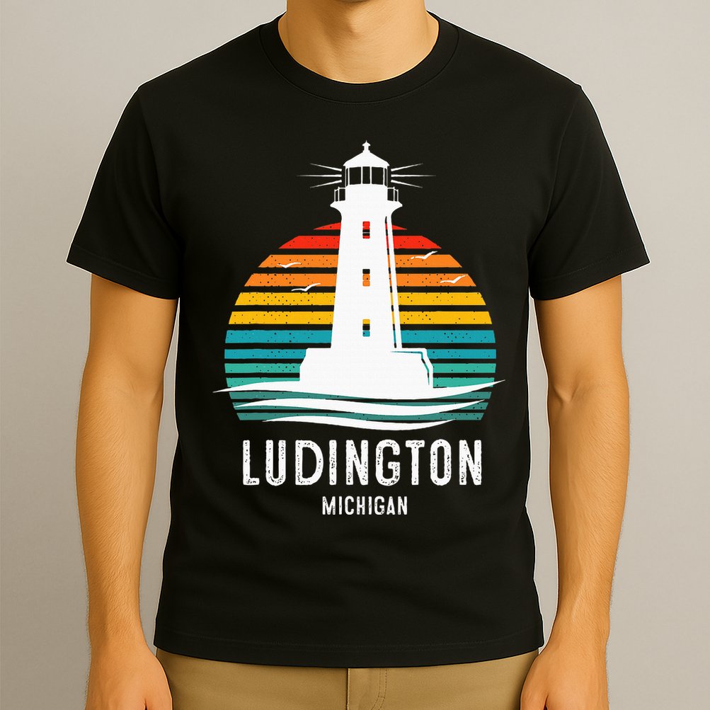 Ludington Michigan Retro Vintage Lighthouse Idea T-Shirt