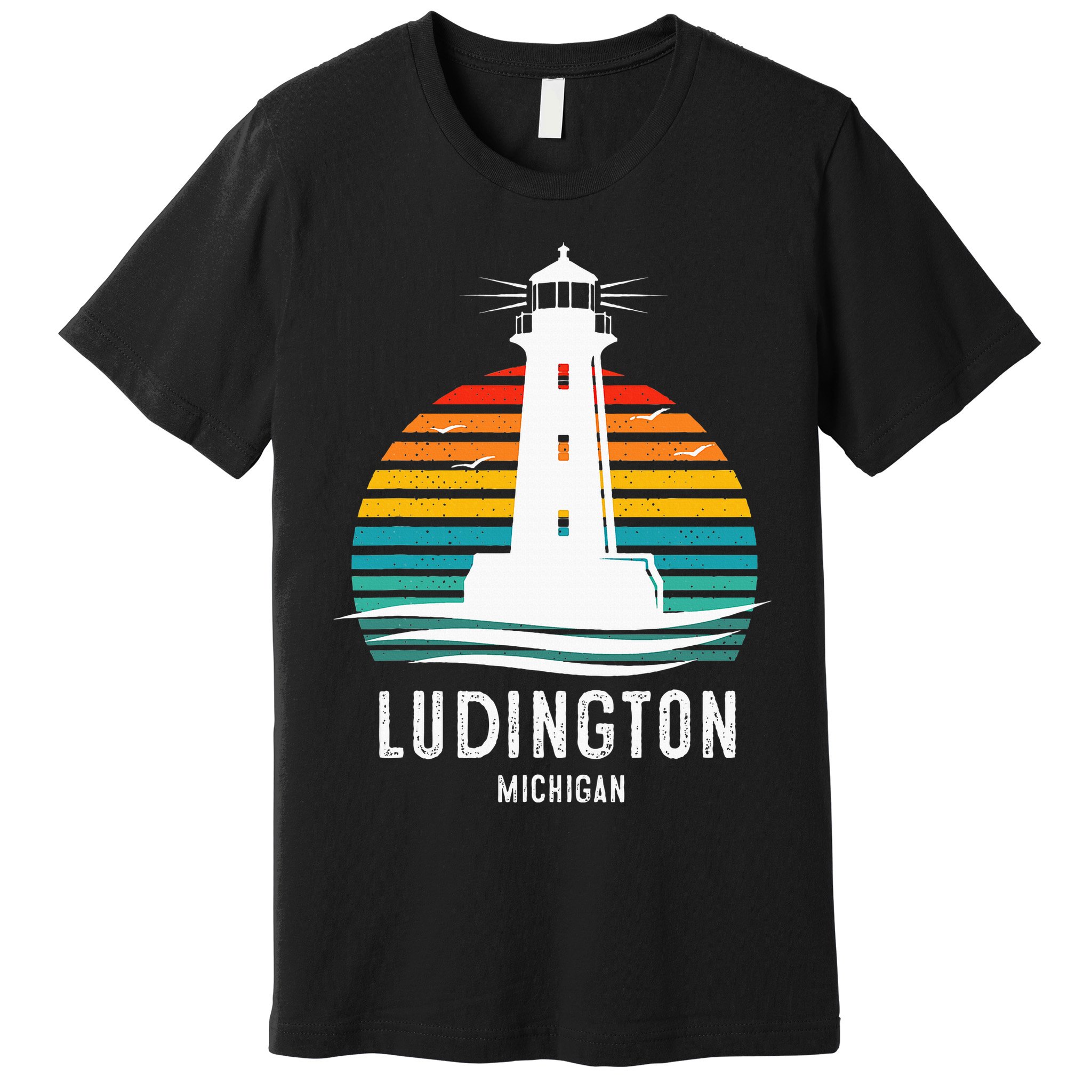 Ludington Michigan Retro Vintage Lighthouse Idea Premium T-Shirt