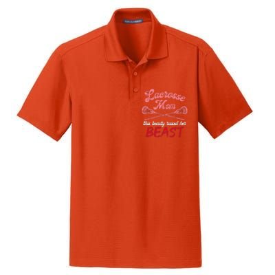 Lacrosse Mom Raised Her Beast Funny Mothers Day Daughter Son Dry Zone Grid Polo