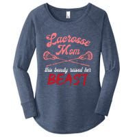 Lacrosse Mom Raised Her Beast Funny Mothers Day Daughter Son Women's Perfect Tri Tunic Long Sleeve Shirt