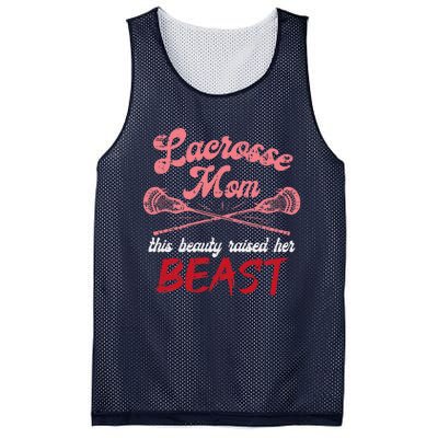 Lacrosse Mom Raised Her Beast Funny Mothers Day Daughter Son Mesh Reversible Basketball Jersey Tank