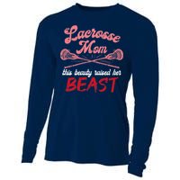 Lacrosse Mom Raised Her Beast Funny Mothers Day Daughter Son Cooling Performance Long Sleeve Crew