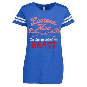 Lacrosse Mom Raised Her Beast Funny Mothers Day Daughter Son Enza Ladies Jersey Football T-Shirt