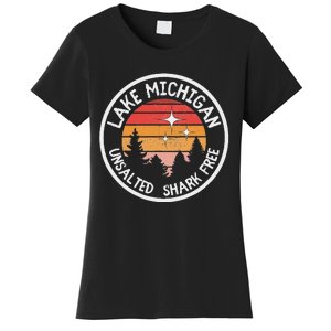 Lake Michigan Retro Unsalted Shark Free Lake Mi Vacation Women's T-Shirt