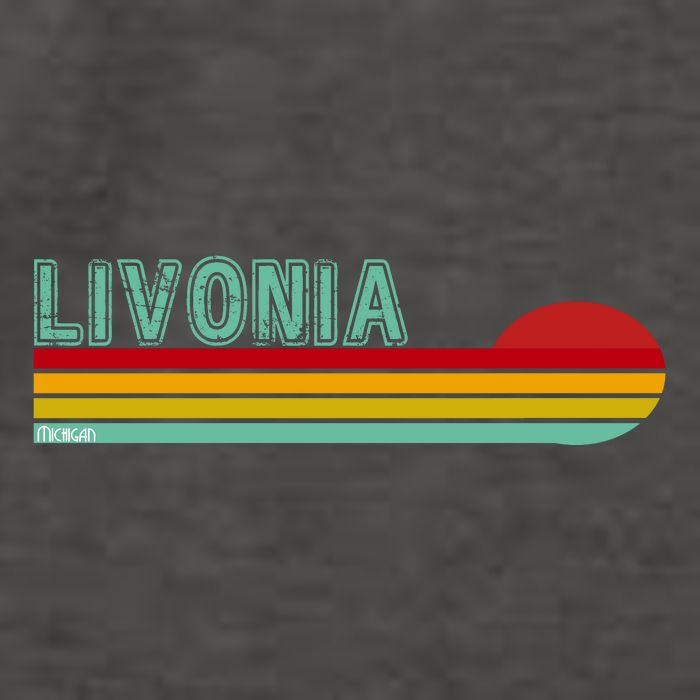 Livonia Michigan Retro Sunset Logo Vector Backpack