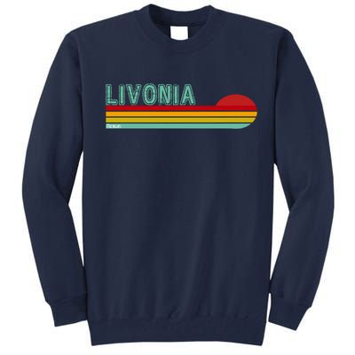 Livonia Michigan Retro Sunset Logo Tall Sweatshirt