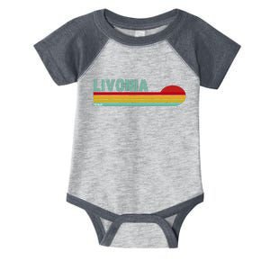 Livonia Michigan Retro Sunset Logo Infant Baby Jersey Bodysuit