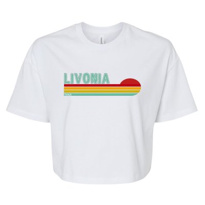 Livonia Michigan Retro Sunset Logo Bella+Canvas Jersey Crop Tee