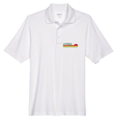 Livonia Michigan Retro Sunset Logo Men's Origin Performance Piqué Polo