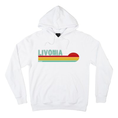 Livonia Michigan Retro Sunset Logo Hoodie