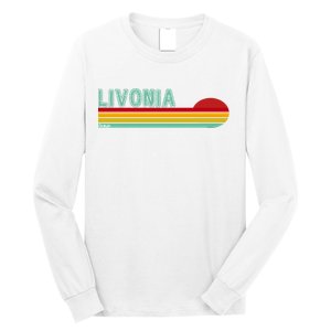 Livonia Michigan Retro Sunset Logo Long Sleeve Shirt