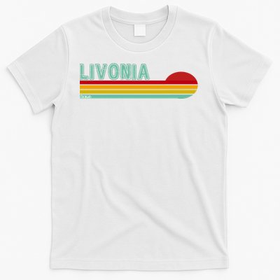 Livonia Michigan Retro Sunset Logo T-Shirt