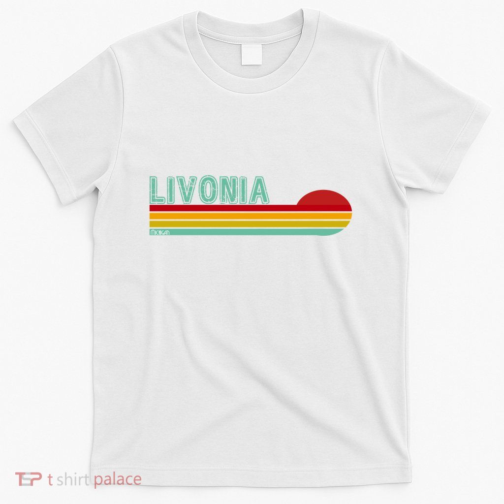 Livonia Michigan Retro Sunset Logo T-Shirt