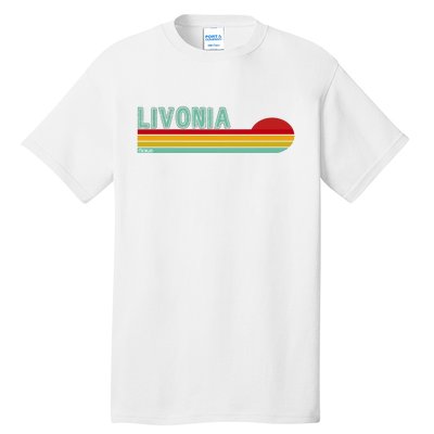 Livonia Michigan Retro Sunset Logo Tall T-Shirt