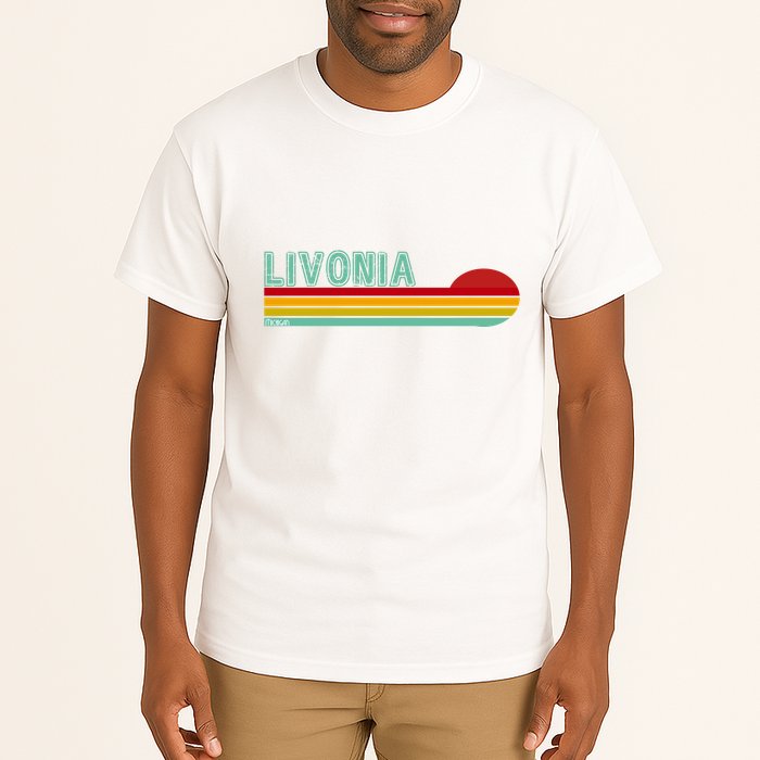 Livonia Michigan Retro Sunset Logo Tall T-Shirt