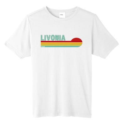 Livonia Michigan Retro Sunset Logo Tall Fusion ChromaSoft Performance T-Shirt