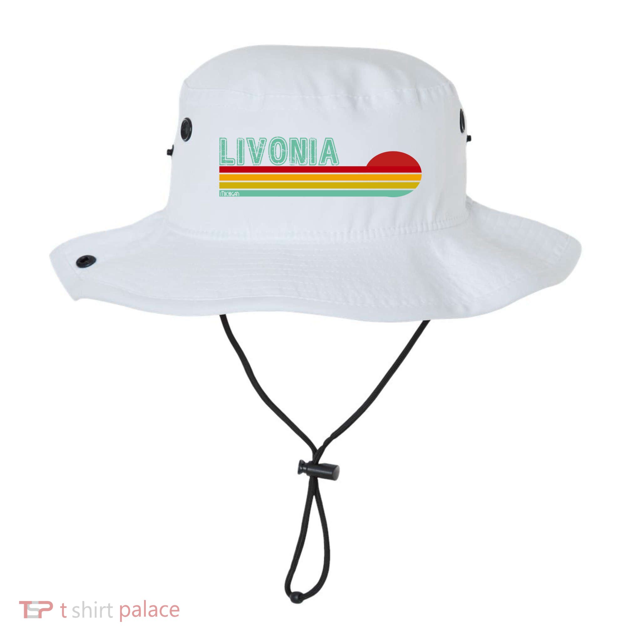 Livonia Michigan Retro Sunset Logo Bucket Hat