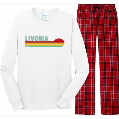 Livonia Michigan Retro Sunset Logo Long Sleeve Pajama Set